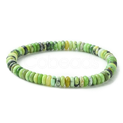 Natural Serpentine Jade Flat Round Beaded Stretch Bracelets BJEW-JB09439-1