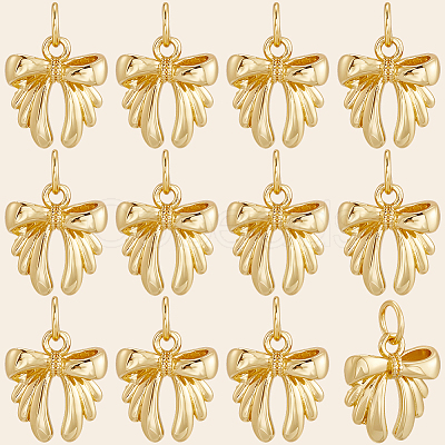 12Pcs Bowknot Brass Charms KK-BBC0019-35-1