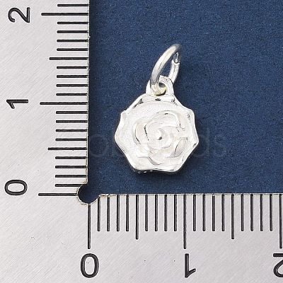 925 Sterling Silver Flower Charms with Jump Rings and 925 Stamp STER-M021-02S-02-1
