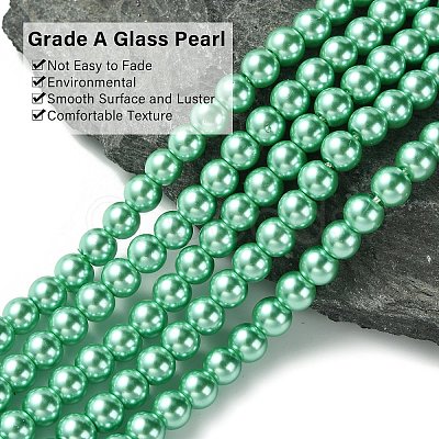 Eco-Friendly Dyed Glass Pearl Beads Strands HY-A008-6mm-RB014-1