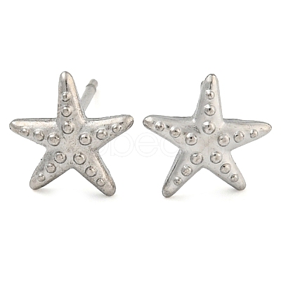 Non-Tarnish Starfish 304 Stainless Steel Ear Studs for Women EJEW-P291-02P-1