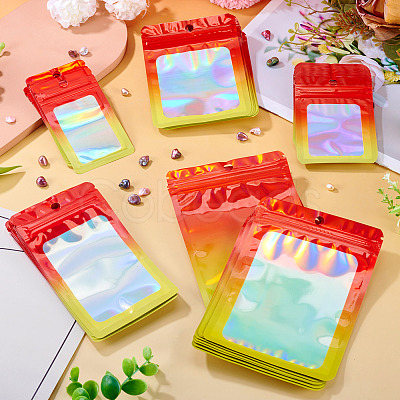 50Pcs 5 Styles Rectangle Glitter Holographic PVC Resealable Packaging Bags ABAG-TA0001-91-1