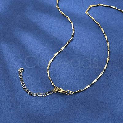 Brassl Twisted Bar Link Chain Necklaces for Men Women NJEW-G160-15G-1