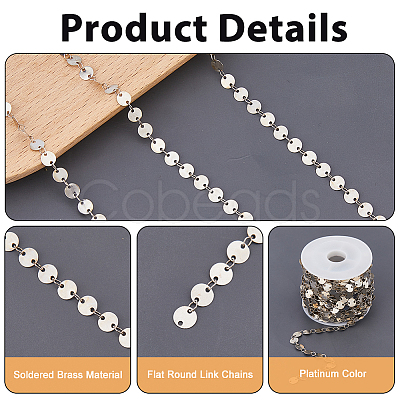 6M Brass Flat Round Link Chains CHC-HS0001-01P-1