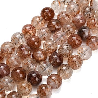 Natural Black Gold Rutilated Quartz Beads Strands G-L657-B02-10mm-1