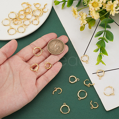 30Pcs 3 Styles Brass Huggie Hoop Earring Findings KK-PH0011-10-1