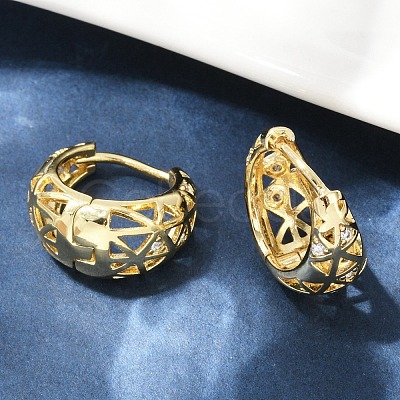 Hollow Triangle Brass Micro Pave Clear Cubic Zirconia Hoop Earring EJEW-M082-12G-1