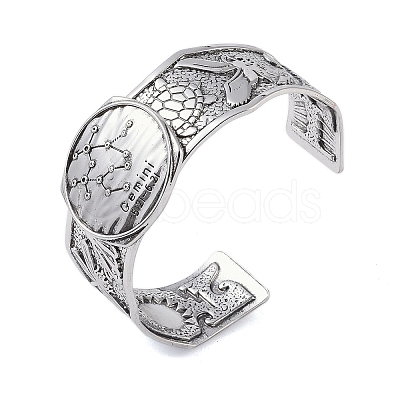 Constellation Alloy Open Cuff Bangles for Women Men LS-BJEW-C064-01AS-06-1