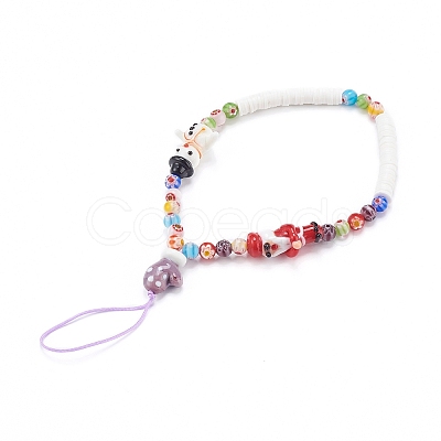 Handmade Lampwork Beaded Mobile Straps for Christmas HJEW-JM00446-02-1