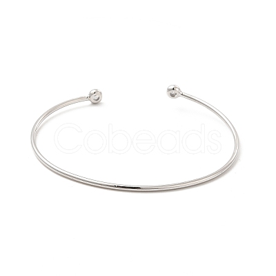 Clear Cubic Zirconia Open Cuff Bangle BJEW-G663-03P-1