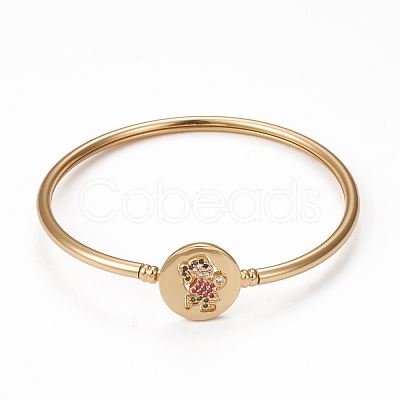Rack Plating Brass Micro Pave Cubic Zirconia Bangles BJEW-E071-16G-01-1