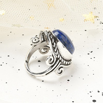 Natural Lapis Lazuli Adjustable Rings RJEW-I108-01AS-10-1