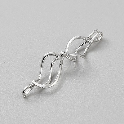 925 Sterling Silver Bead Cage Pendants STER-WH0004-057-1
