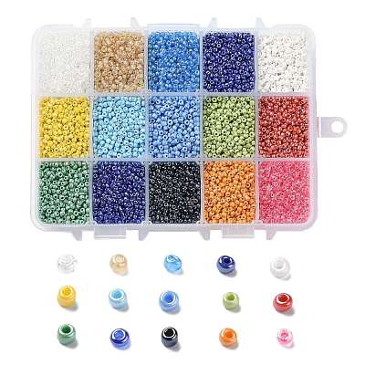 375G 15 Colors Glass Seed Beads SEED-JP0004-04-2mm-1