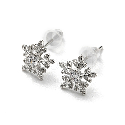 Christmas Theme Brass Stud Earrings EJEW-D062-01K-P-1