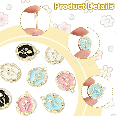 8Pcs 4 Colors Alloy Enamel Pandants ENAM-FS0002-22-1