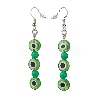 Lampwork Evil Eye & Acrylic Beaded Dangle Earrings EJEW-JE04972-03-1