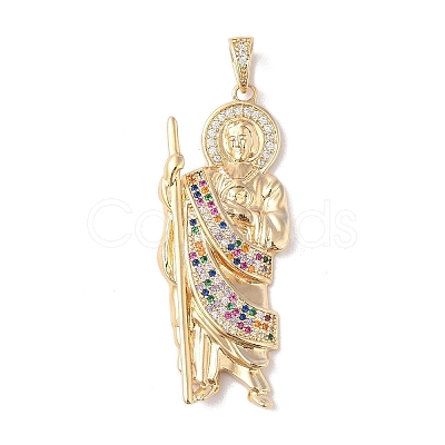 Brass Clear Cubic Zirconia Pendants KK-Z050-03G-05-1