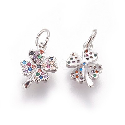 Brass Micro Pave Cubic Zirconia Charms ZIRC-E161-24P-1