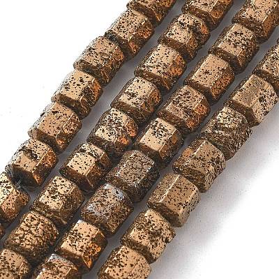 Electroplated Natural Lava Rock Beads Strands G-A251-A01-01D-1