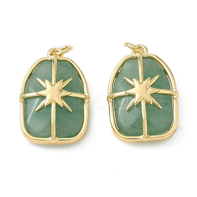 Brass & Natural Green Aventurine Pendants GG-CBAD360-19G-04-1