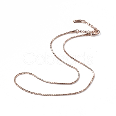 Ion Plating(IP) 304 Stainless Steel Round Snake Chain Necklace for Men Women NJEW-K245-012D-1