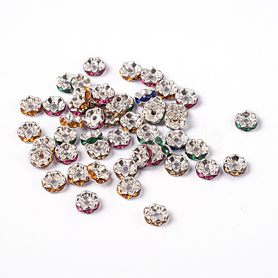 Brass Acrylic Rhinestone Spacer Beads RSB7mm-1