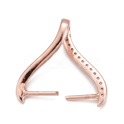 Rack Plating Brass Micro Pave Cubic Zirconia Ice Pick Pinch Bails KK-B056-01RG-1