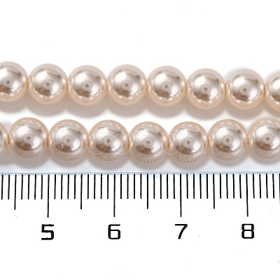 Baking Paint Pearlized Glass Pearl Round Bead Strands PEAR-H019-02B-02-1