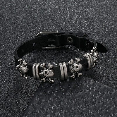 Alloy Skull Rivets Bracelet BJEW-C037-04A-1