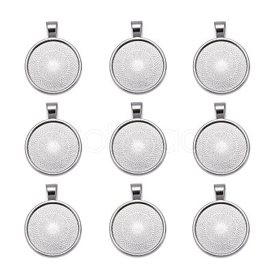 Tibetan Style Alloy Pendant Cabochon Settings TIBE-R295-055B-LF-1