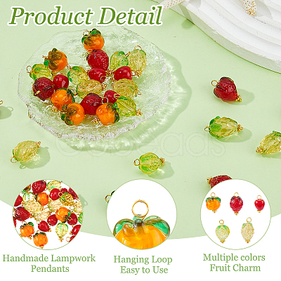 30Pcs 5 Styless Handmade Lampwork Pendants PALLOY-HS00034-1