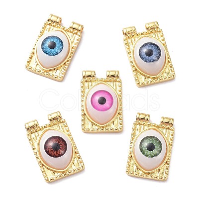 Brass Resin Pendants KK-P204-19G-1