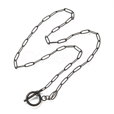Unisex 304 Stainless Steel Paperclip Chain Necklaces NJEW-H215-04EB-1