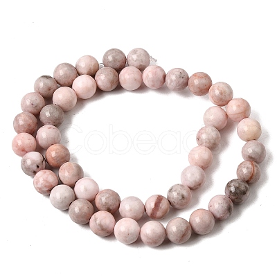 Natural Pink Zebra Jasper Round Bead Strands G-E334-8mm-11-1