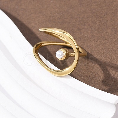 Opaque Acrylic Imitation Pearl Cuff Rings RJEW-P177-03E-G-1