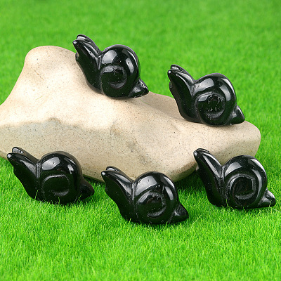 Natural Obsidian Carved Healing Snail Figurines PW-WG23180-09-1