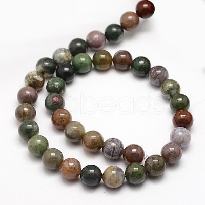 Natural Indian Agate Round Beads Strands G-F243-01-10mm-1