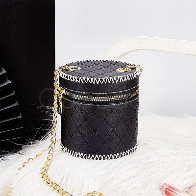DIY Rhombus Pattern Cylinder Small Crossbody PU Leather Bag Making Kits DIY-WH0292-74A-1