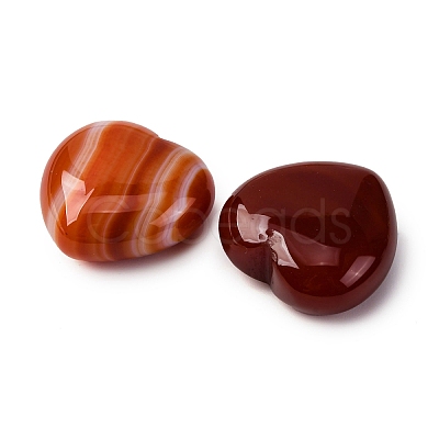 Natural Red Striped Agate/Banded Agate Palm Stones G-B043-02A-1