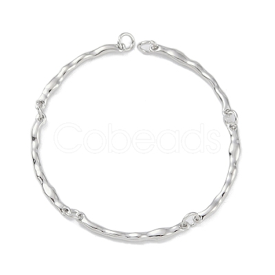 Brass Textured Bar Link Chain Bracelet Making KK-U020-04P-1