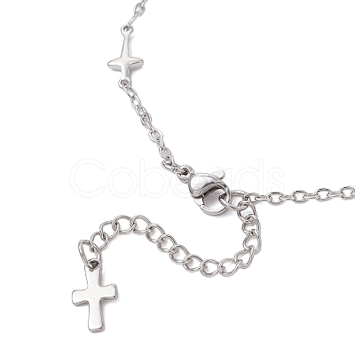 3Pcs 3 Styles 304 Stainless Steel Cross Link Chain Anklets AJEW-AN00739-1
