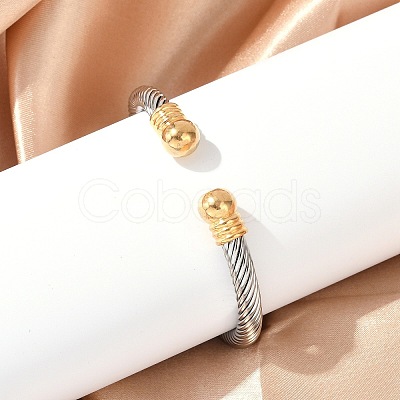 304 Stainless Steel Torque Bangles BJEW-G584-05-1