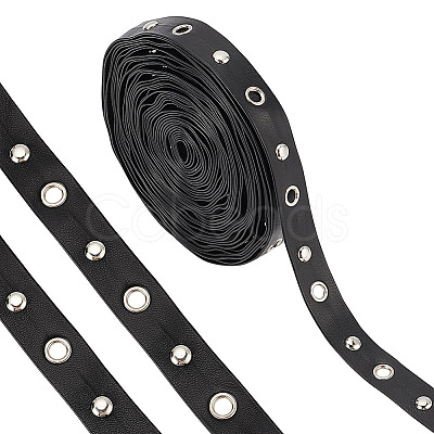 9 Yards Imitation Leather Ribbon with Platinum Plated Alloy Eyelets OCOR-AR0001-65-1