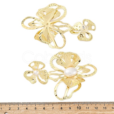 Alloy & Iron & Imitation Pearl Stud Earrings EJEW-M075-09G-1