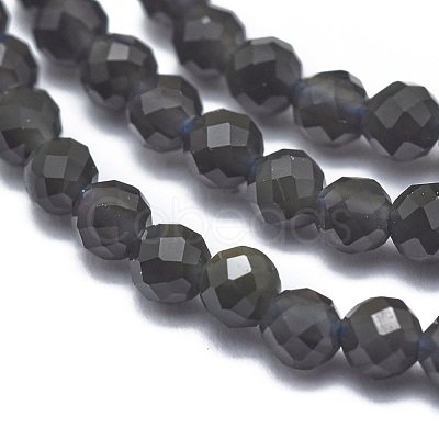 Natural Obsidian Beads Strands G-G792-36B-1