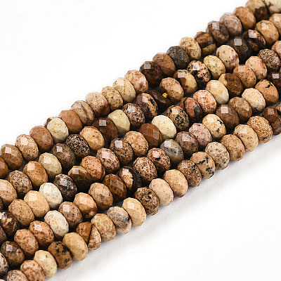 Natural Picture Jasper Beads Strands G-T141-34-1