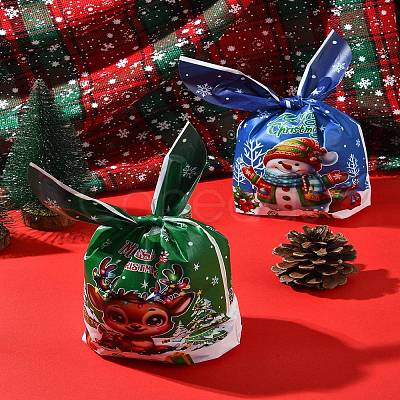 60Pcs 3 Colors Christmas Theme Rabbit Shaped Candy Plastic Bags ABAG-FS0001-05-1