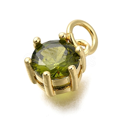 Brass Pave Cubic Zirconia Pendants KK-V002-23G-03-1