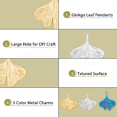 24Pcs 3 Colors 201 Stainless Steel Pendants Ion Plating(IP) STAS-DC0013-48-1
